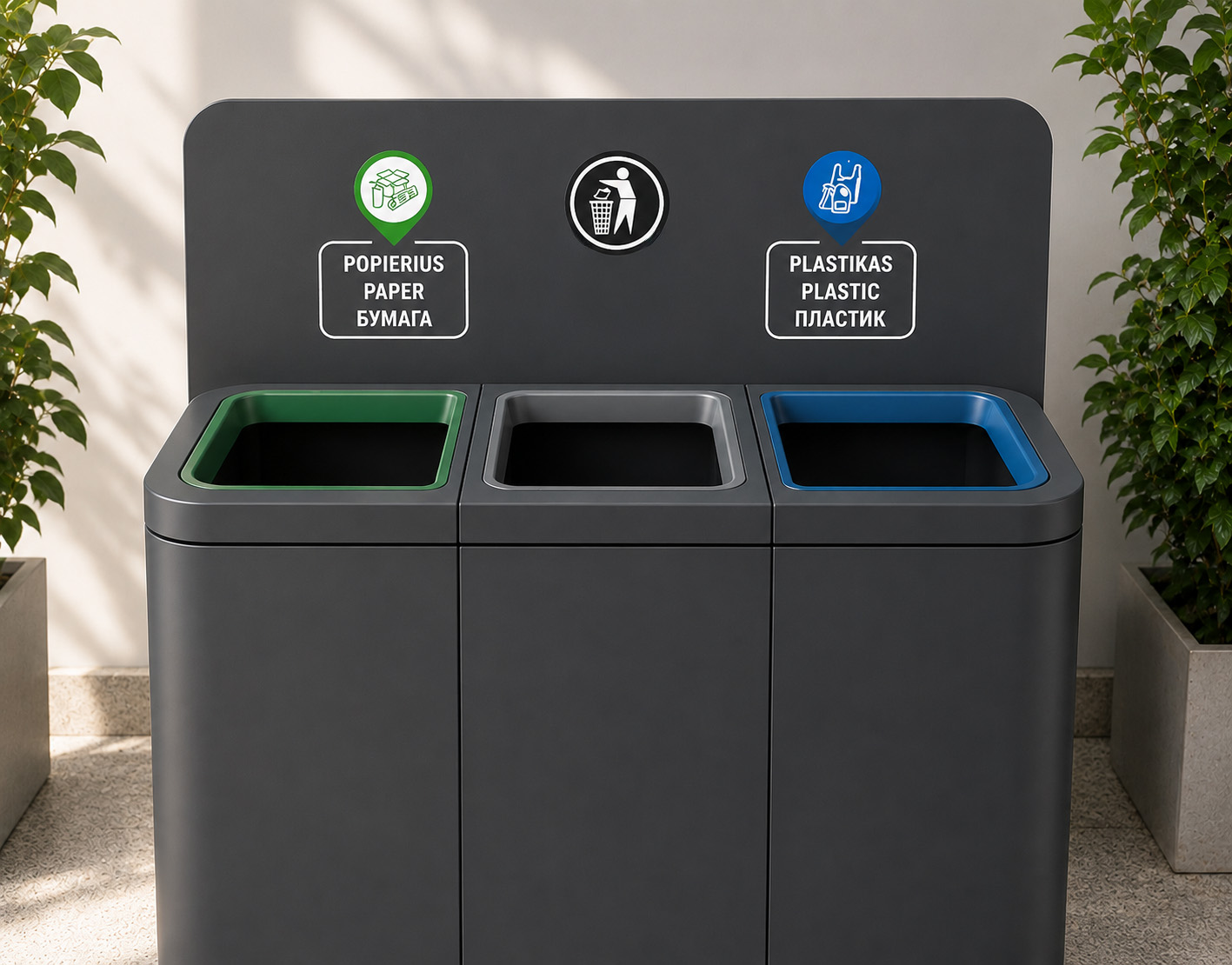 bins for recycling paper general plastic